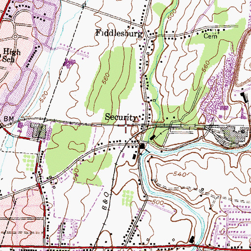 Topographic Map of Security, MD