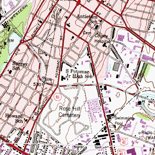 Topographic Map of Bester Elementary School, MD