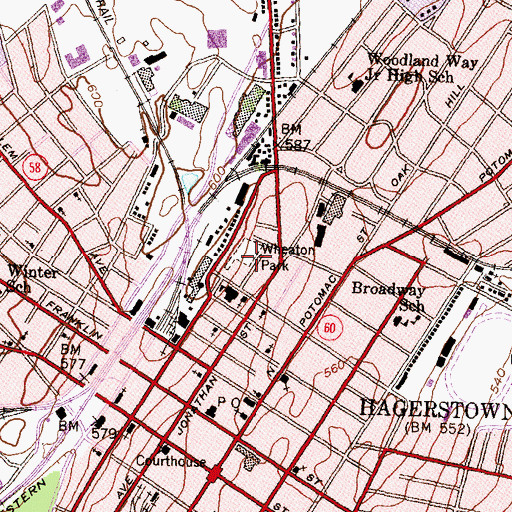 Topographic Map of Wheaton Park, MD