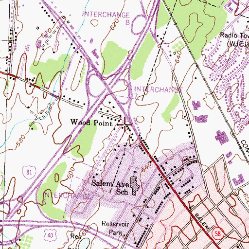 Topographic Map of Wood Point, MD