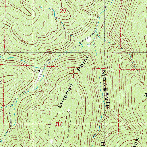 Topographic Map of Mitchell Point, AR