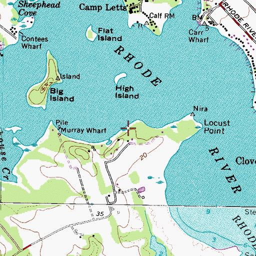Topographic Map of Bosuns Bluff Marsh, MD