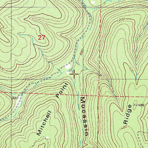 Topographic Map of Mocassin Hollow, AR