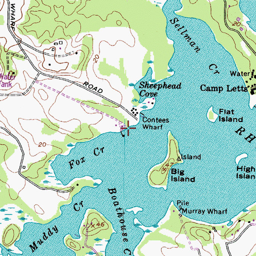 Topographic Map of Dock Marsh, MD