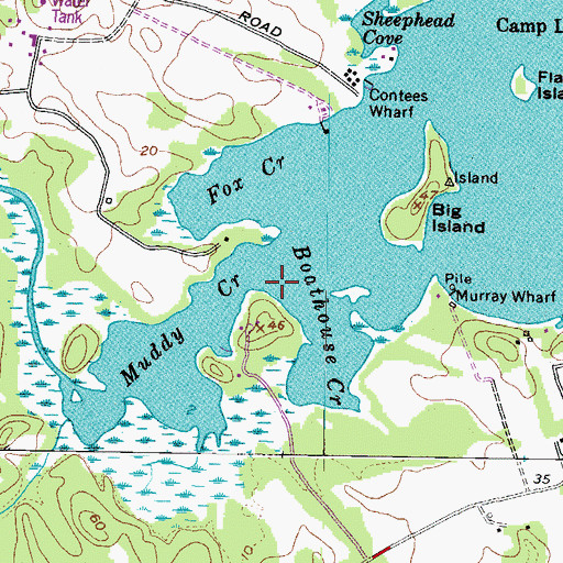 Topographic Map of Fox Point Marsh, MD
