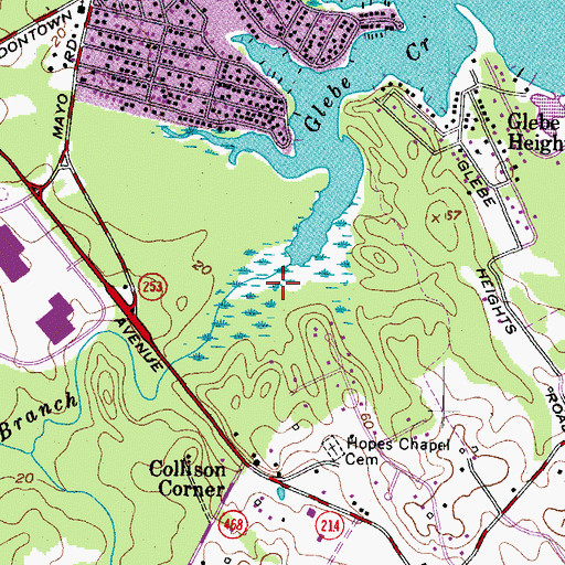 Topographic Map of Glebe Creek Marsh, MD