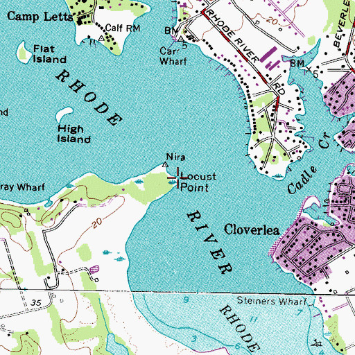 Topographic Map of Locust Point Marsh, MD