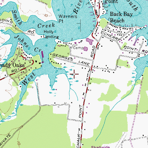 Topographic Map of Normans Creek Marsh, MD