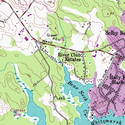 Topographic Map of River Club Marsh, MD