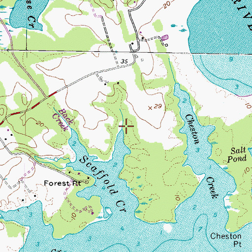 Topographic Map of Scaffold Creek Marsh, MD