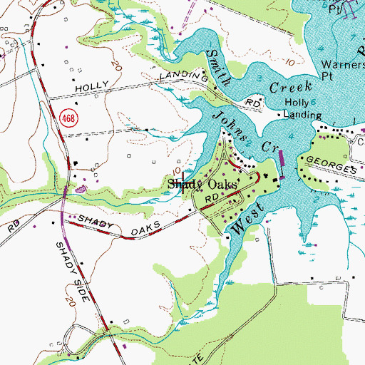 Topographic Map of Shady Oaks Marsh, MD