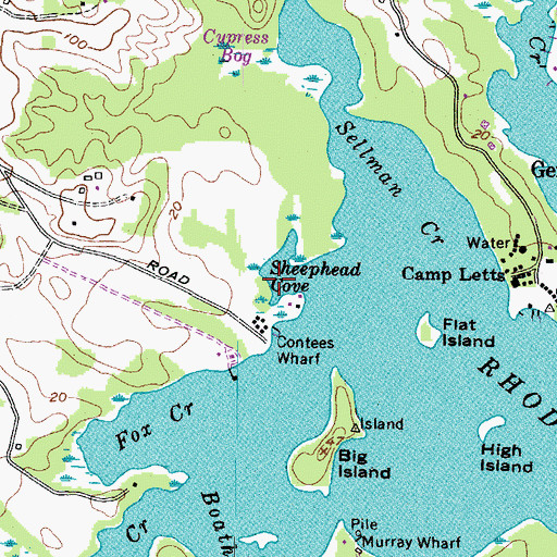 Topographic Map of Sheephead Cove Marsh, MD