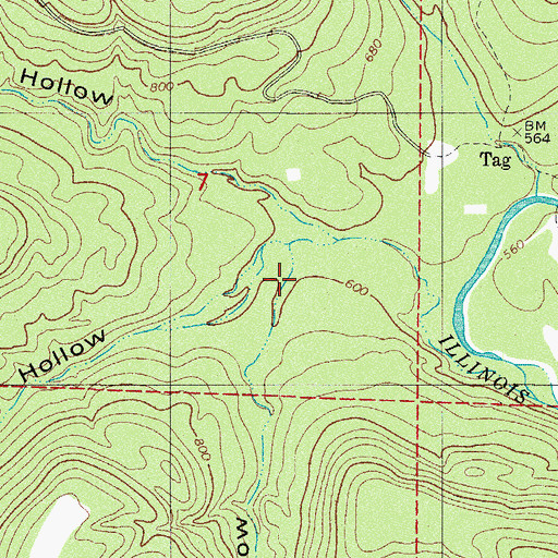 Topographic Map of Dripping Springs Hollow, AR