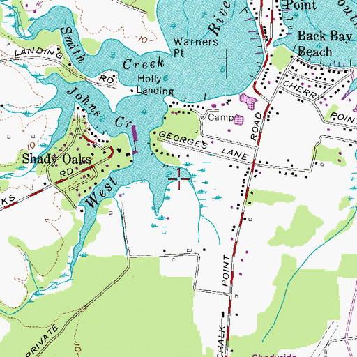 Topographic Map of Normans Creek, MD