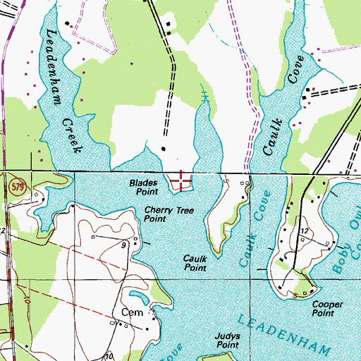 Topographic Map of Blades Point, MD