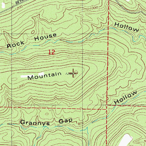 Topographic Map of Middle Mountain, AR