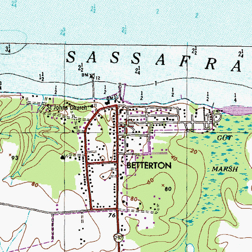 Topographic Map of Betterton United Methodist Church, MD