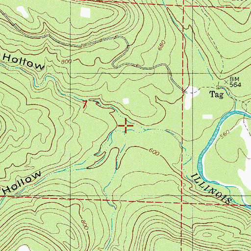 Topographic Map of Roc House Hollow, AR