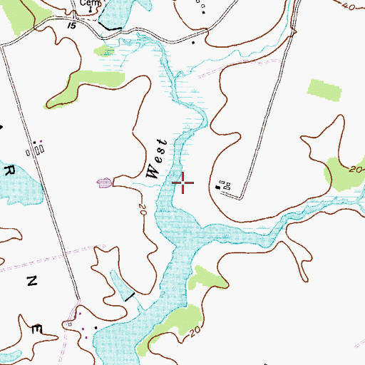 Topographic Map of Browns Landing, MD