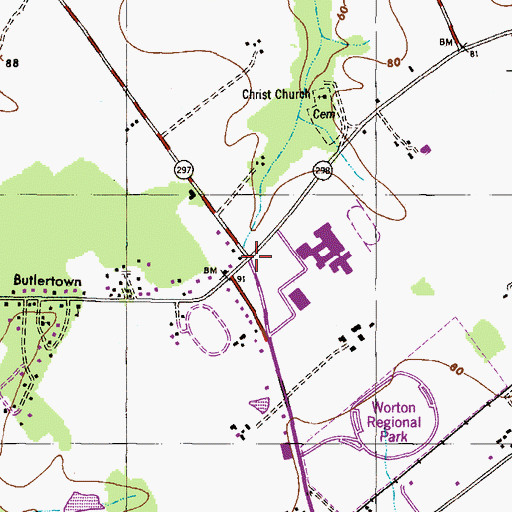 Topographic Map of Catts Corner, MD