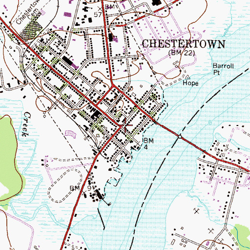 Topographic Map of Chestertown Historic District, MD