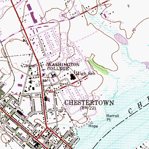 Topographic Map of Kent County Middle School, MD