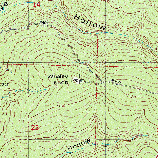 Topographic Map of Whaley Knob, AR