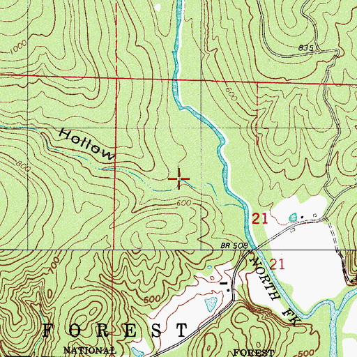 Topographic Map of Epson Hollow, AR
