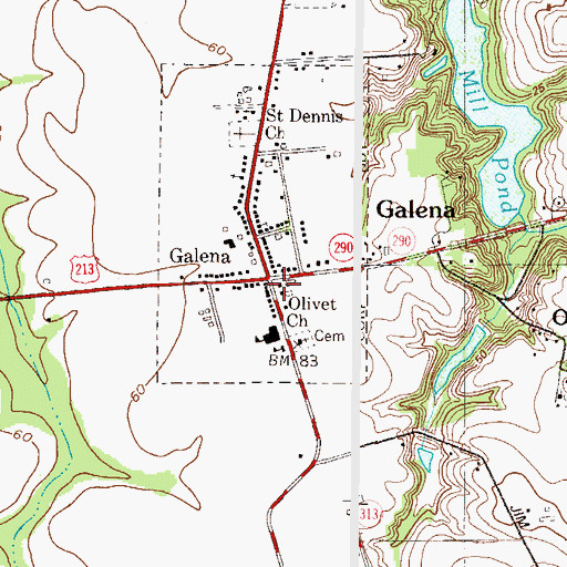 Topographic Map of Galena Town Hall, MD