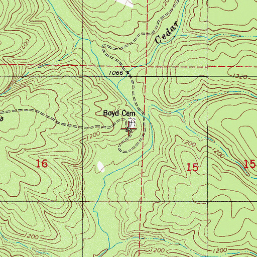 Topographic Map of Boyd Cemetery, AR