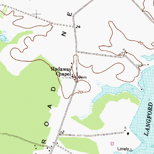Topographic Map of Hadaway Chapel Cemetery, MD