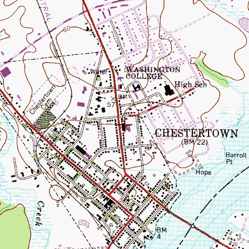 Topographic Map of Chestertown Elementary School, MD