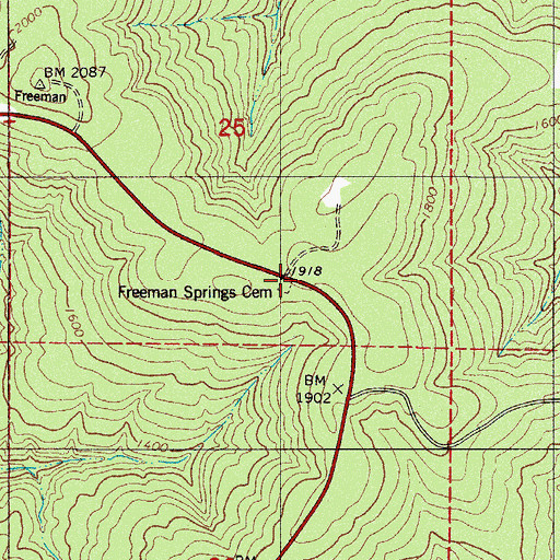 Topographic Map of New Freeman Cemetery, AR