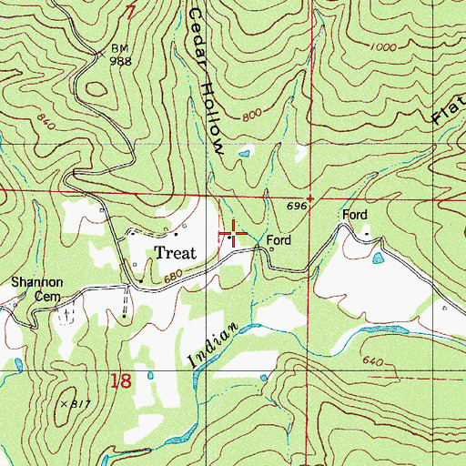 Topographic Map of Cedar Hollow, AR