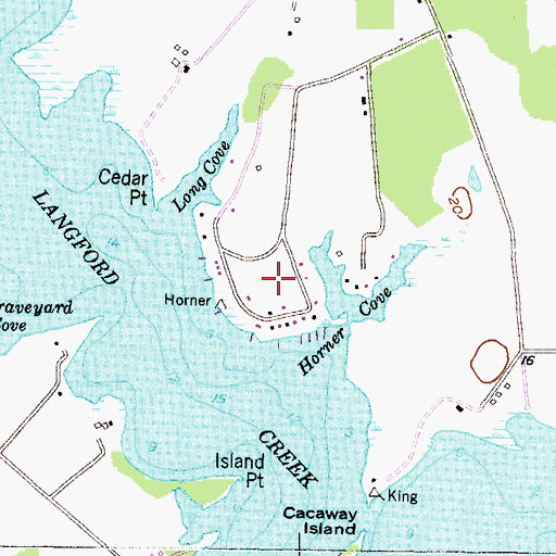 Topographic Map of Langford Bay Estates, MD