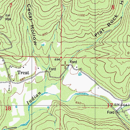 Topographic Map of Flat Rock Hollow, AR