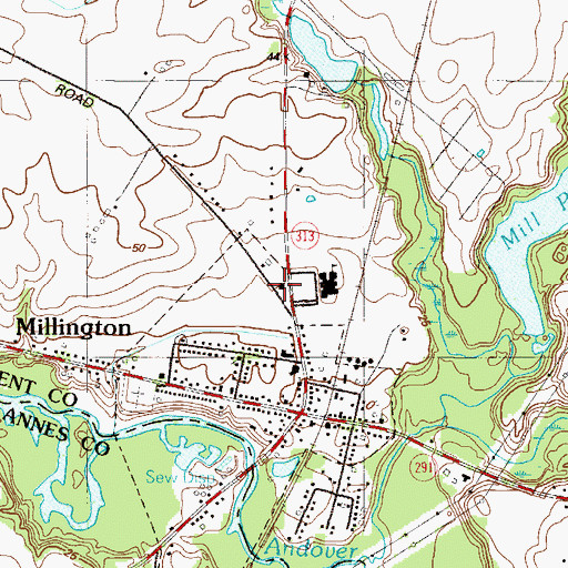 Topographic Map of Millington Park, MD