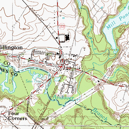 Topographic Map of Millington Town Hall, MD