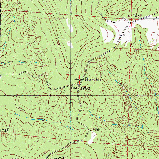 Topographic Map of Bertha, AR