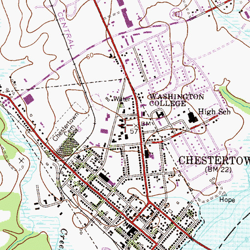 Topographic Map of Reid Hall School (historical), MD