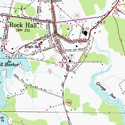 Topographic Map of Rock Hall Civic Center, MD