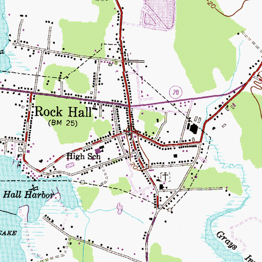 Topographic Map of Rock Hall United Methodist Church, MD