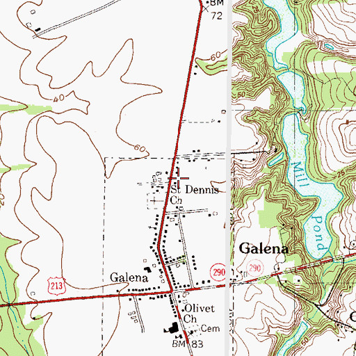 Topographic Map of Saint Dennis School, MD