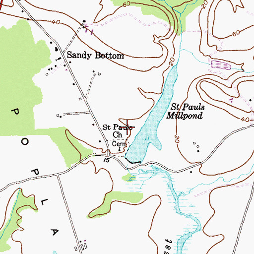 Topographic Map of Saint Pauls Episcopal Cemetery, MD