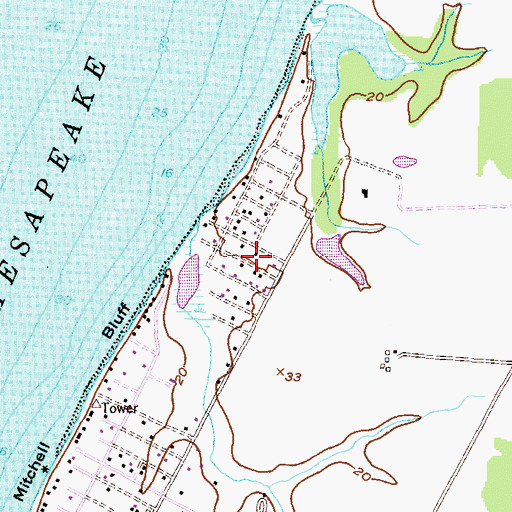 Topographic Map of Tolchester Estates, MD