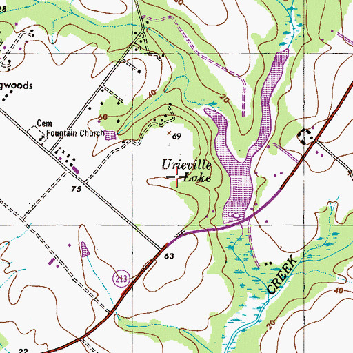 Topographic Map of Urieville Park, MD