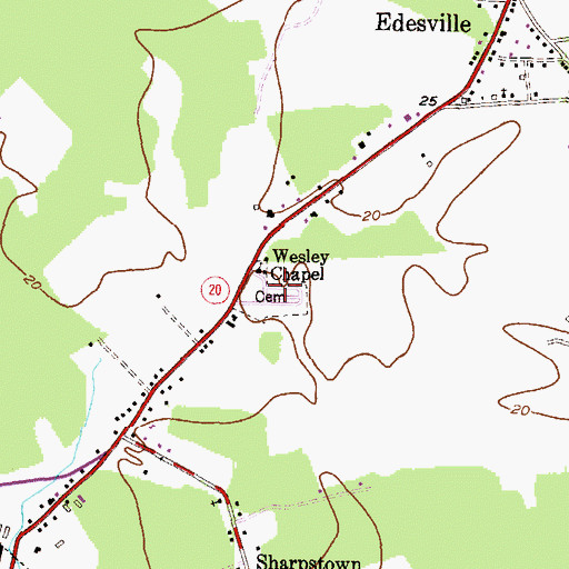 Topographic Map of Wesley Chapel Cemetery, MD