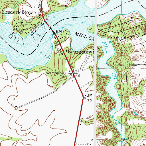 Topographic Map of Westminster Church, MD