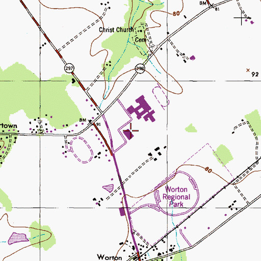 Topographic Map of Worton Elementary School, MD