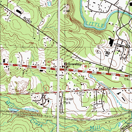 Topographic Map of Fellowship Church, MD